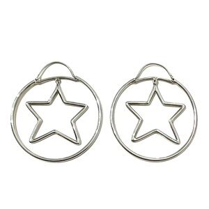 Sterling Silver Star Hoop Earrings